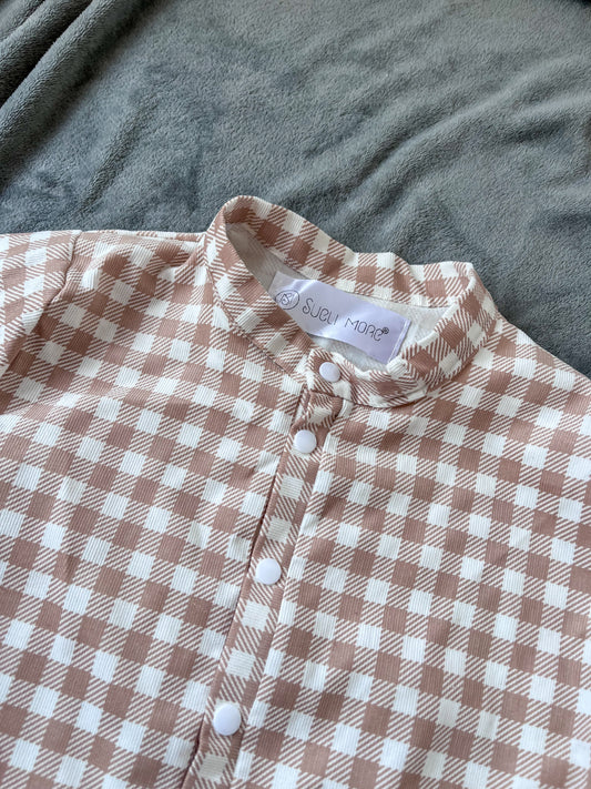Camisa Xadrez bege adulto e bebé/criança